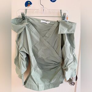 Jonathan Simkhai Sage Green Off-Shoulder Blouse